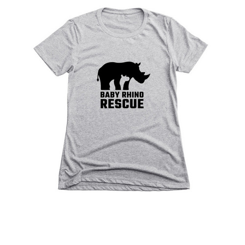 Baby Rhino Rescue, a Dark Heather Grey Women's Slim Fit Tee