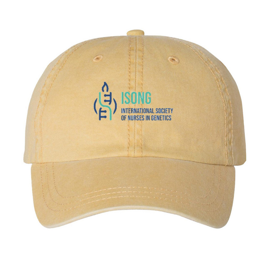 Together in Genetics, a Mustard Printed Pigment Dye Baseball Cap