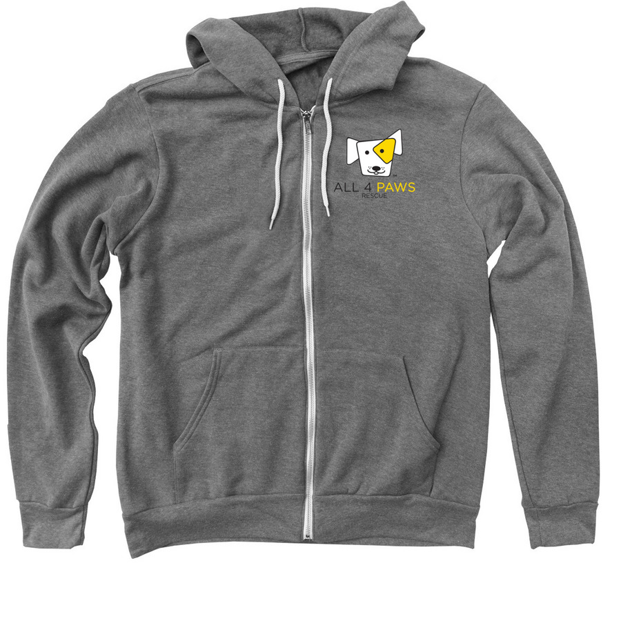 All 4 Paws Official Merchandise - Yellow Logo, a Deep Heather Zip Up Hoodie