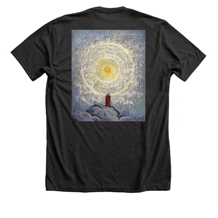 Dante's Divine Comedy, a Dark Grey Heather Premium Unisex Tee (back-view)