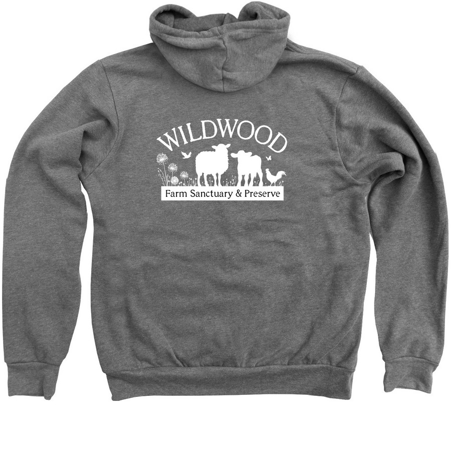 White Wildwood Logo Zip Up, a Deep Heather Zip Up Hoodie (back-view)