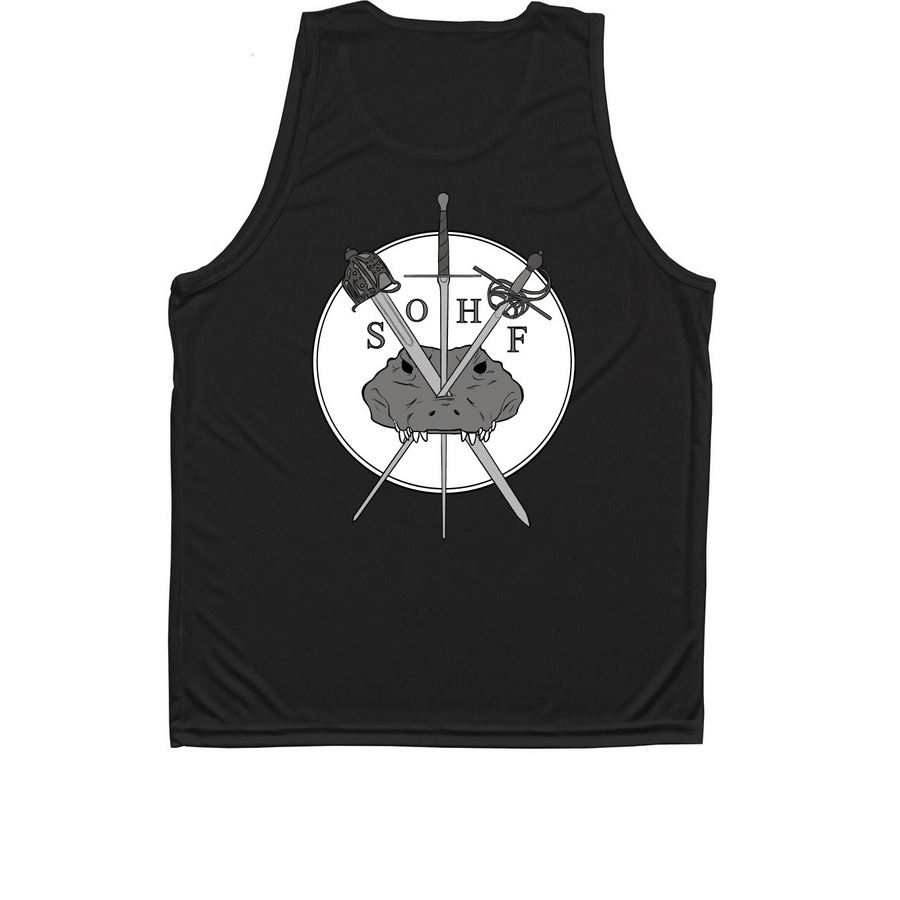 Some Sword A** S**t Activewear Line, a Black Unisex Performance Tank (back-view)
