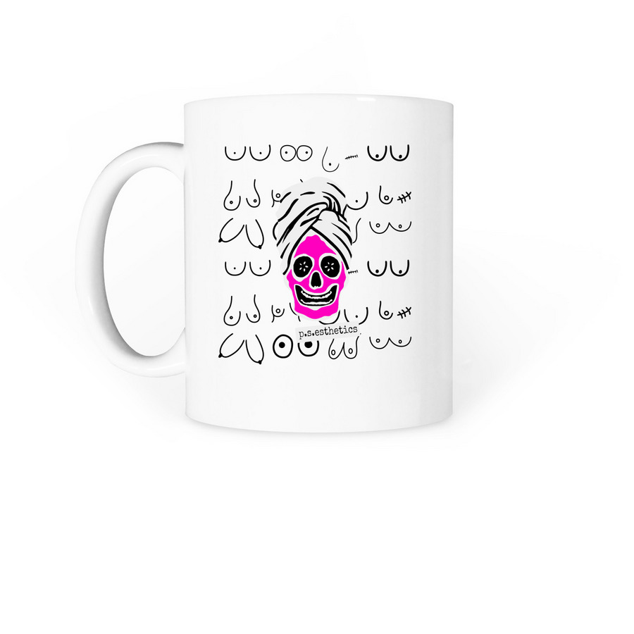 P.S & DD Boobs Mug, a White Coffee Mug (back-view)