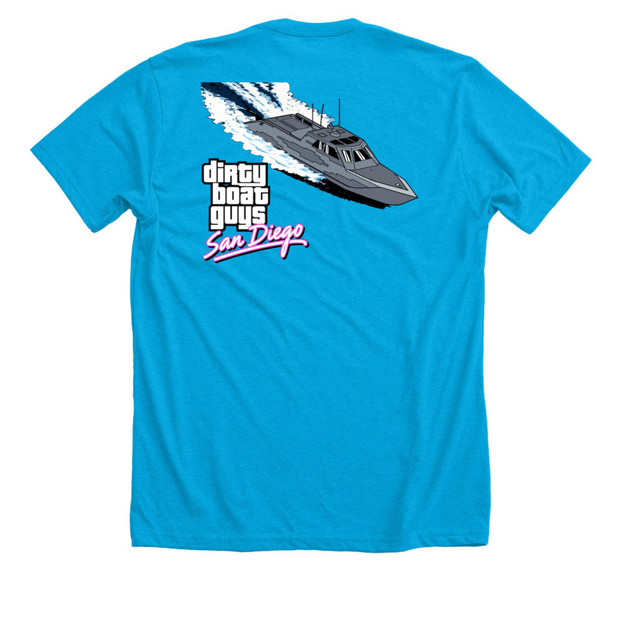 DBG San Diego (Vice)&nbsp;, a Neon Blue Premium Unisex Tee (back-view)
