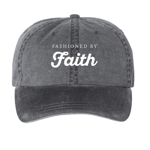 Fashioned by Faith Baseball Cap, a Black Printed Pigment Dye Baseball Cap