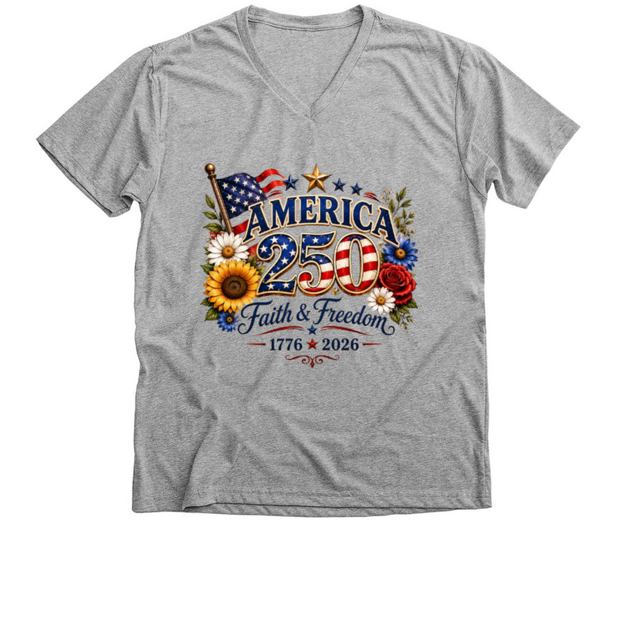 Women's:&nbsp;Stars, Stripes & Sunflowers, a Athletic Heather Premium V-Neck Tee