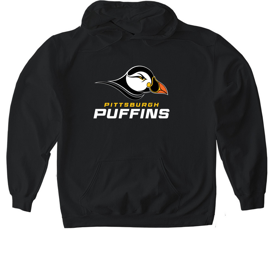 Puffins Hoodie, a Black Gildan Softstyle Pullover Hoodie