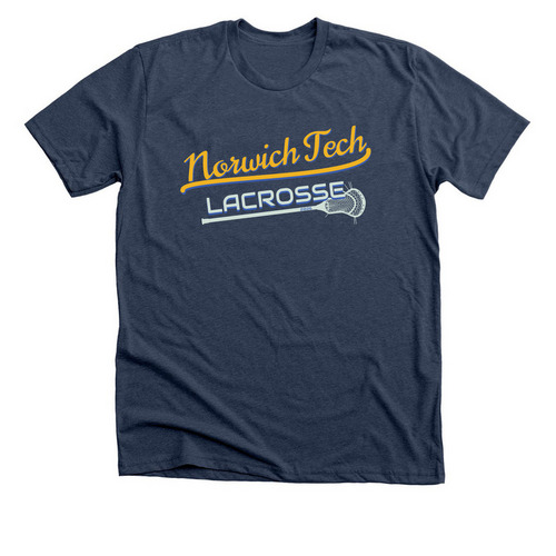 Support Norwich Tech Lacrosse 2026, a Heather Navy Premium Unisex Tee