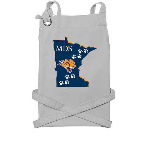 Metro Deaf School Apron, a Silver Cotton Canvas Pocket Apron