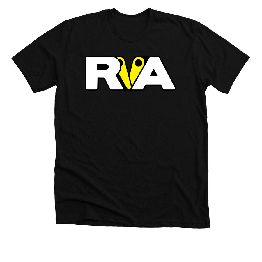 RVA front, Tip Top back, a Solid Black Blend Premium Unisex Tee