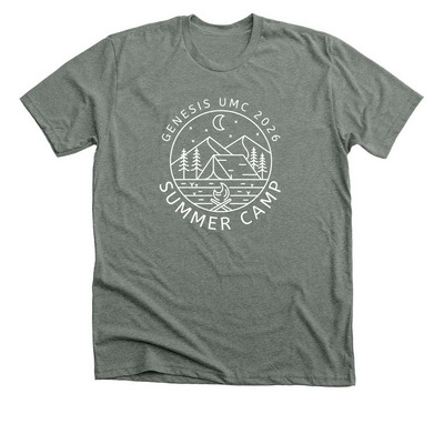 Genesis UMC Summer Camp Shirts, a Deep Heather Premium Unisex Tee