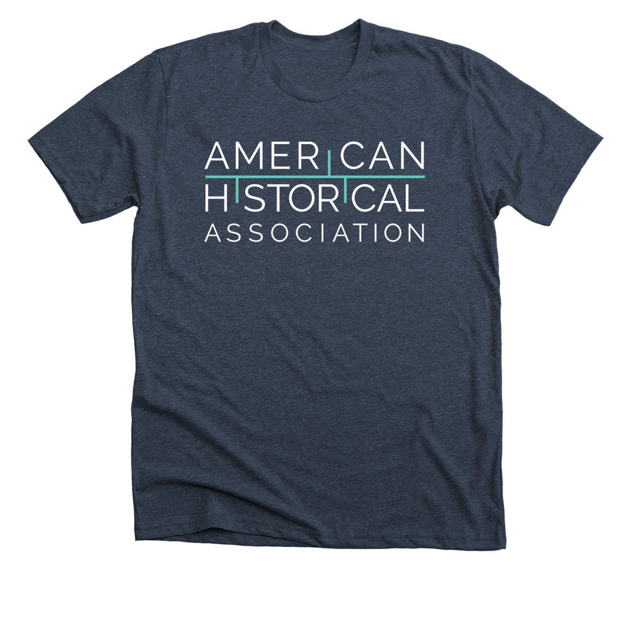 American Historical Association Logo Shirt, a Heather Midnight Navy Premium Unisex Tee