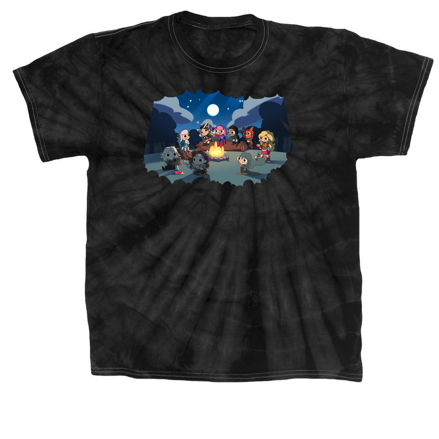 Around the Campfire with Pride!, a Black Classic Tie Dye Tee