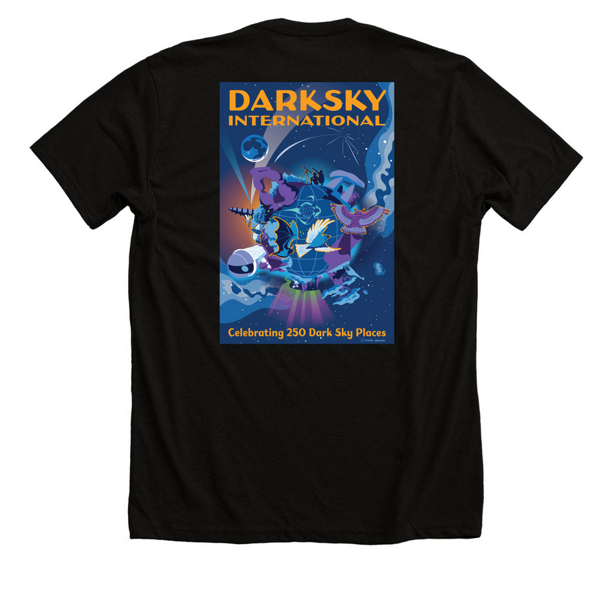 250 Dark Sky Places, a Solid Black Blend Premium Unisex Tee (back-view)