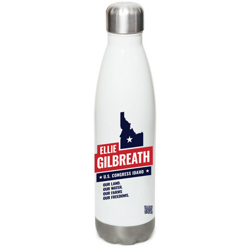 Thermos, a White Stainless Steel Water Bottle