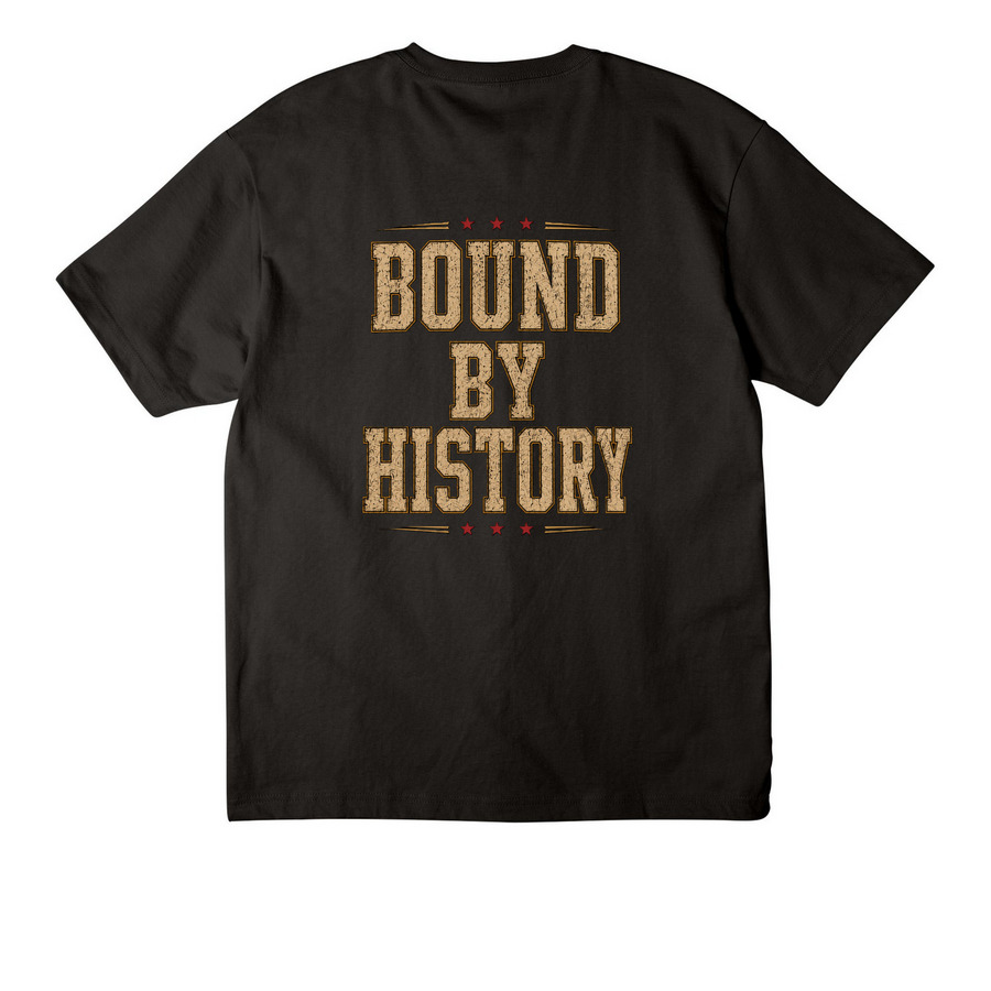 BQF: Bound By History Tee, a Black Unisex Heavyweight Tee (back-view)