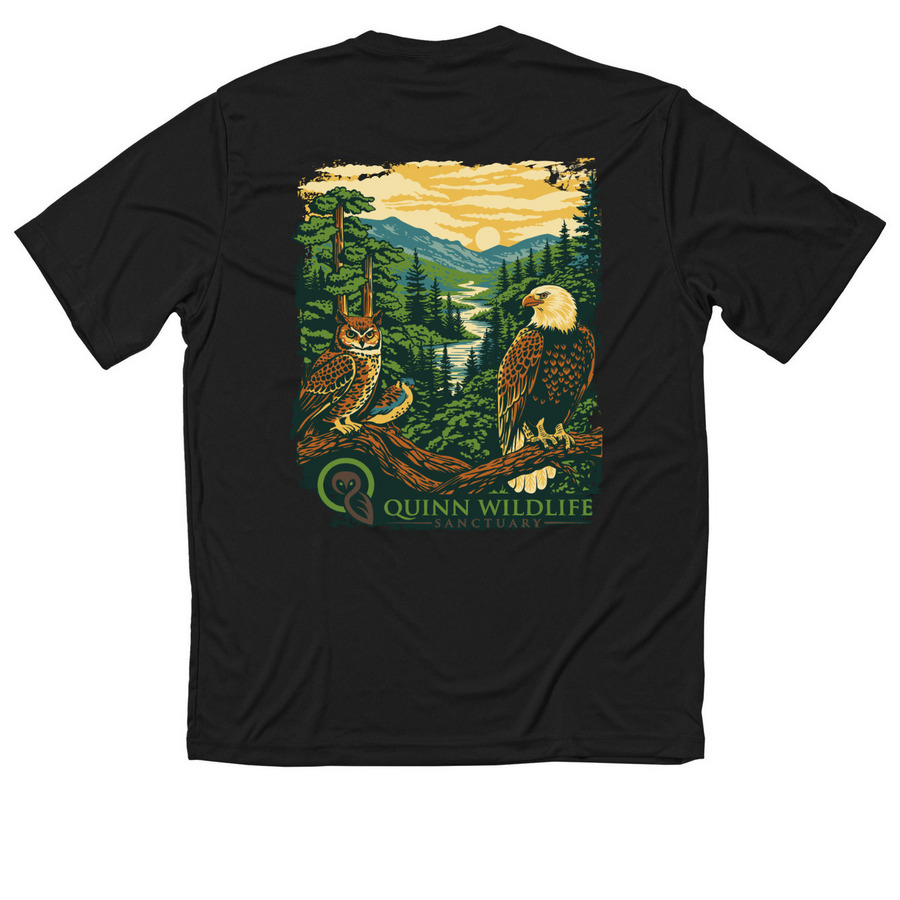 Quinn Wildlife Sanctuary Activewear, a Black Classic Performance Tee (back-view)