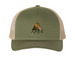 Apex Safari Co Hats, a Army Olive Green/ Tan Printed Five-Panel Trucker Cap