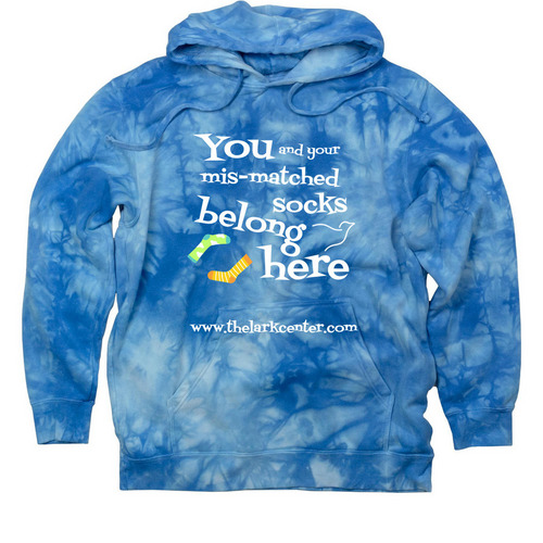 You Belong Here, a Aqua Blue Tie Dye Pullover Hoodie
