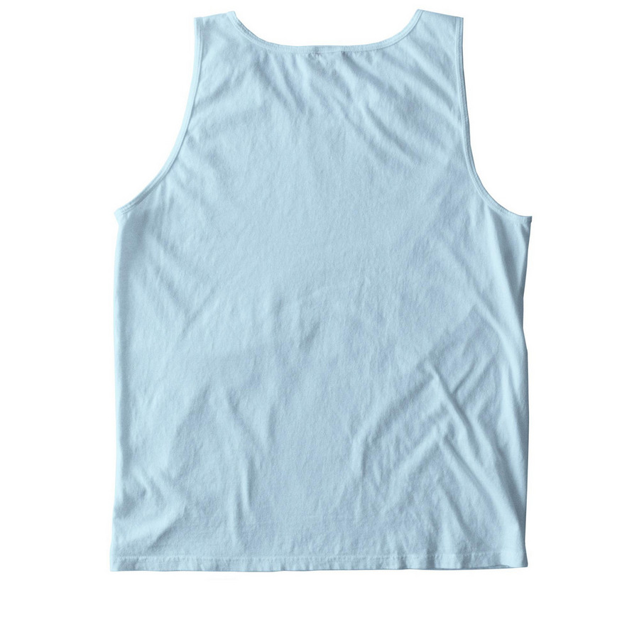 Rhododendron, a Chambray Comfort Colors Tank Top (back-view)