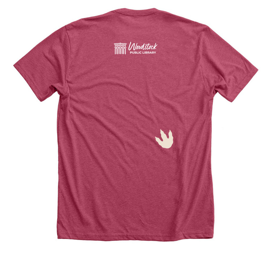 Dinosaurs and Library Cards, a Heather Raspberry Premium Unisex Tee (back-view)