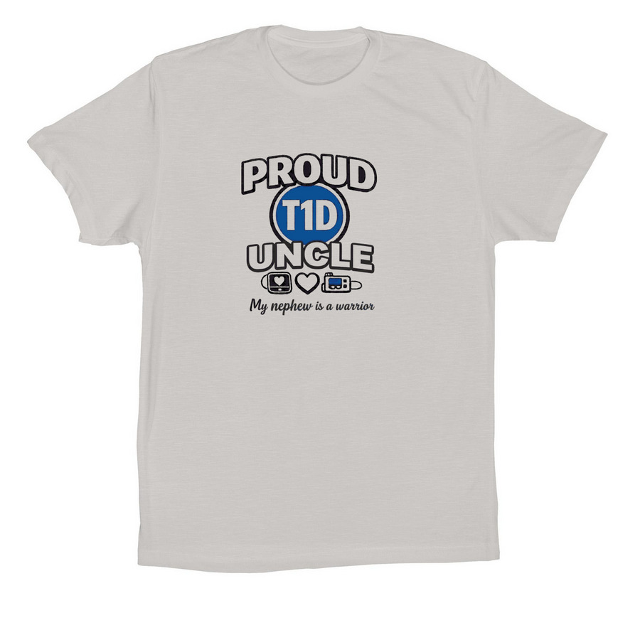 Proud T1D Uncle to nephew, a Solid Athletic Grey Premium Cotton Tee