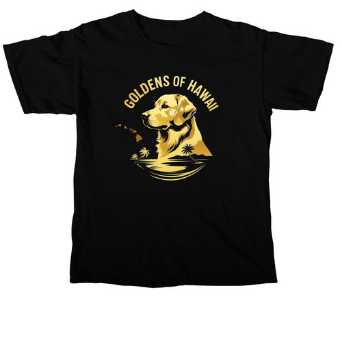 Goldens of Hawaii - gold logo, a Black Comfort Colors Unisex Tee