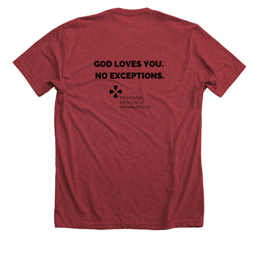 Indy Episcopal Pride Shirts - 2023, a Heather Canvas Red Premium Unisex Tee (back-view)