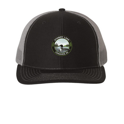 SLA Hats with color logo, a Black/ Charcoal Printed Snapback Trucker Cap