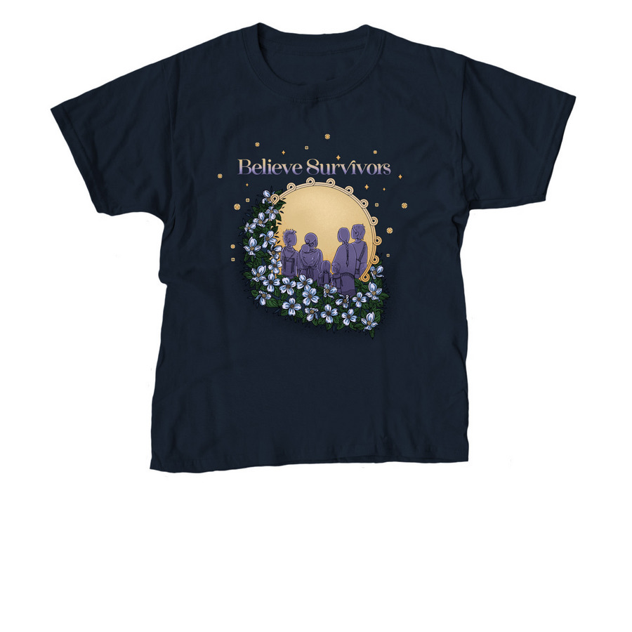 Believe Survivors, a Navy Youth Unisex Tee
