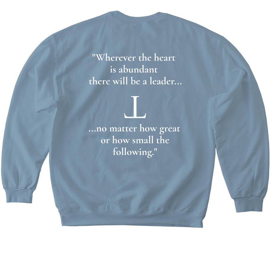 Abundance of Heart Crewneck, a Stone Blue Softstyle Crewneck Sweatshirt (back-view)