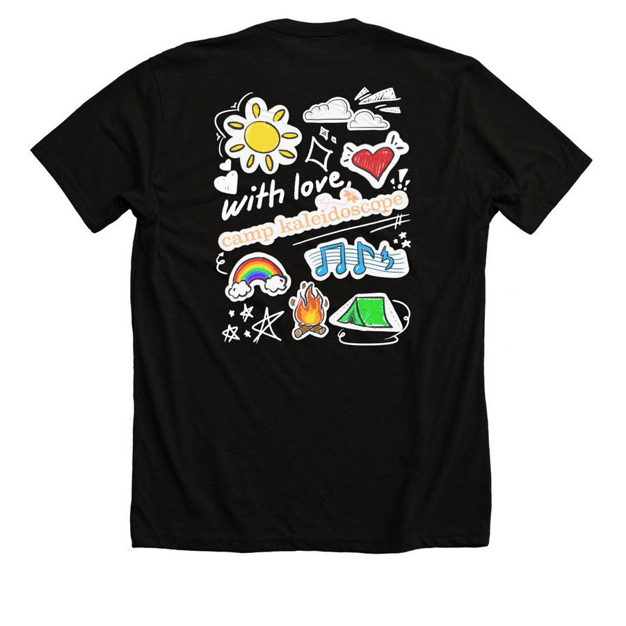 with love, a Solid Black Blend Premium Unisex Tee (back-view)