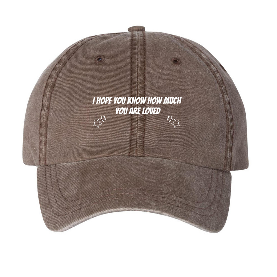 You are Loved, a Brown Printed Pigment Dye Baseball Cap
