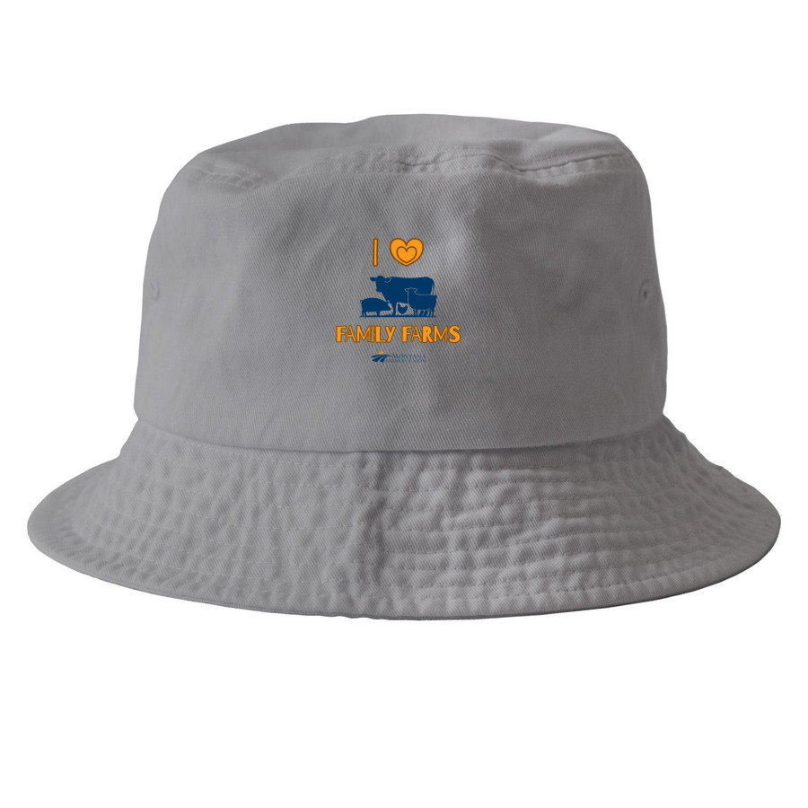 I Love Family Farms, a Grey Printed Bucket Hat