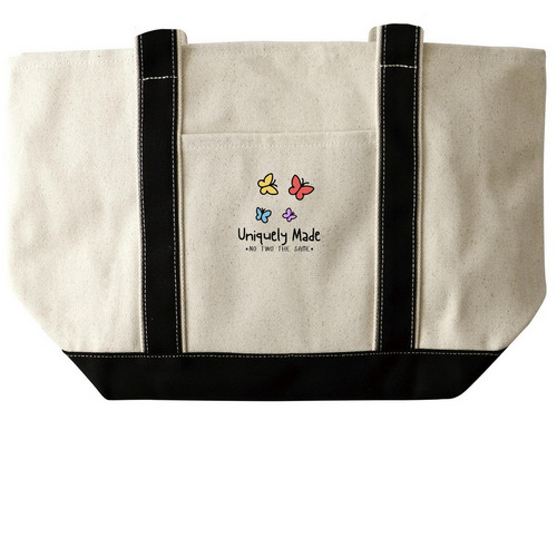 CG Unique Tote, a Natural/Black Large Two-Tone Canvas Tote Bag