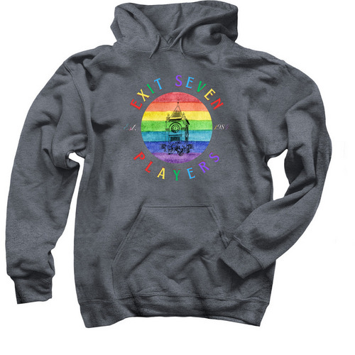 Exit 7 Pride Hoodie, a Dark Heather Pullover Hoodie