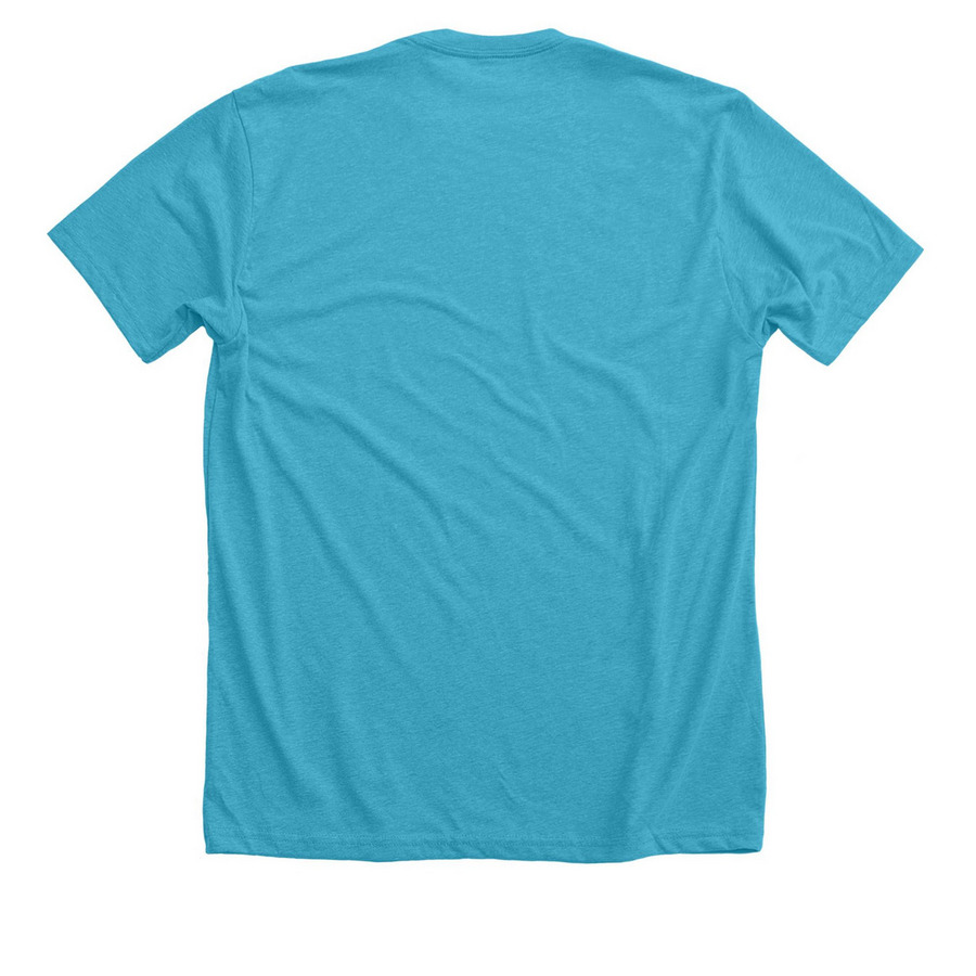 The world needs your music!, a Heather Aqua Premium Unisex Tee (back-view)