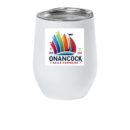Town of Onancock Sail 250 Tumblers, a White Insulated Wine Cup