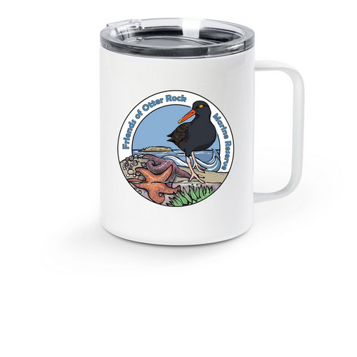 Anemone Mug, a White Stainless Steel Travel Mug