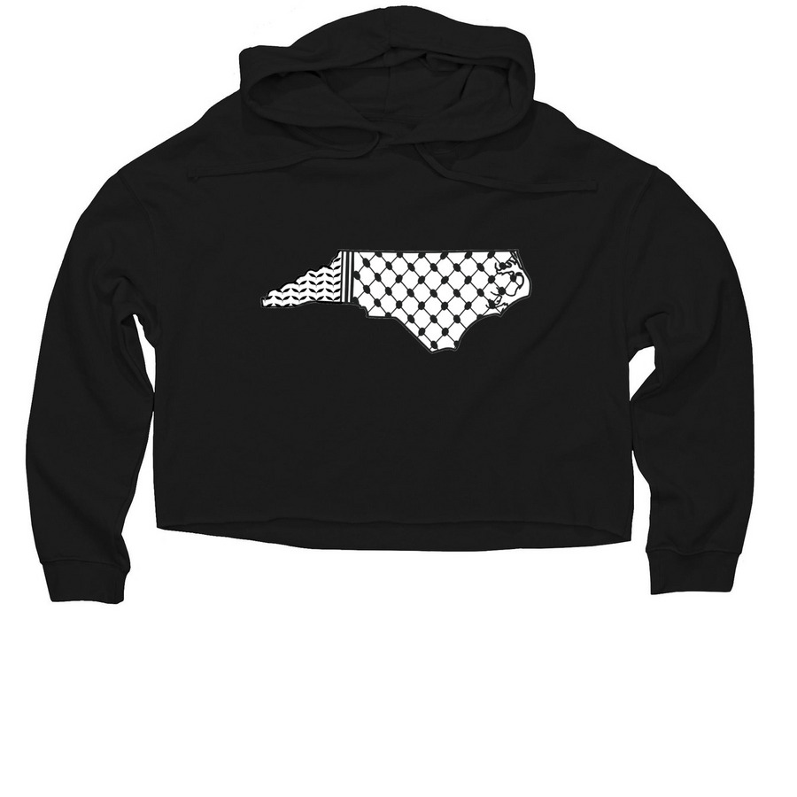 NC for Palestine Keffiyeh Hoodie, a Black Women?s Lightweight Cropped Hoodie
