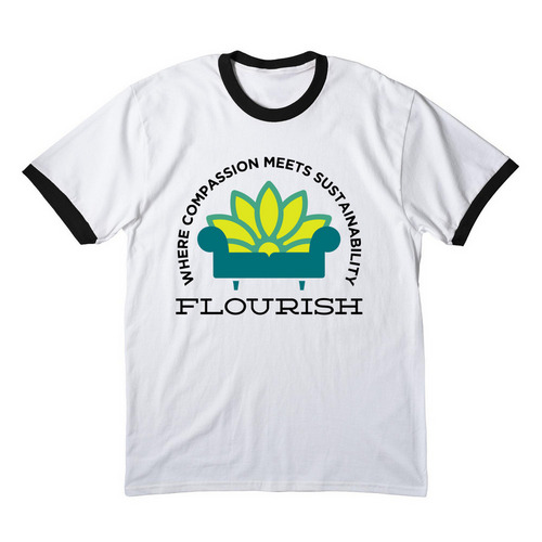 Special Edition Flourish Shirt, a White/ Jet Black Cotton Ringer Tee