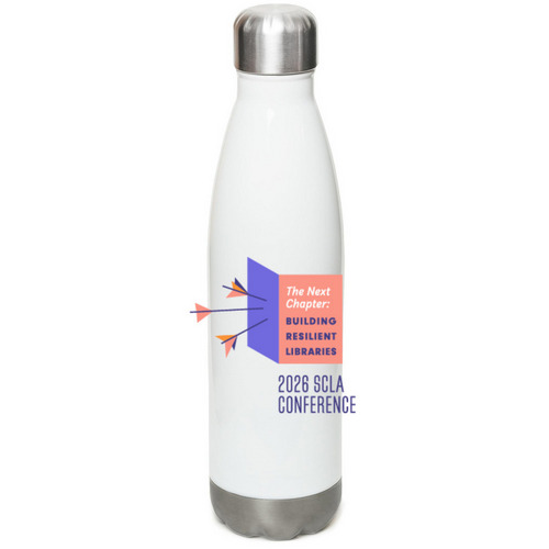 Official Conference Water Bottle, a White Stainless Steel Water Bottle