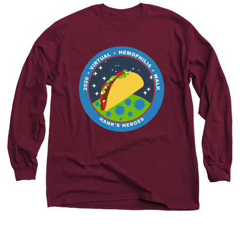 2020 Hank's Heroes Hemophilia Walk T-Shirt, a Maroon Classic Long Sleeve Tee