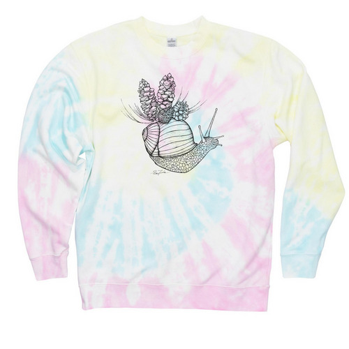 Appalachian Snail, a Sunset Swirl Tie Dye Crewneck Sweatshirt