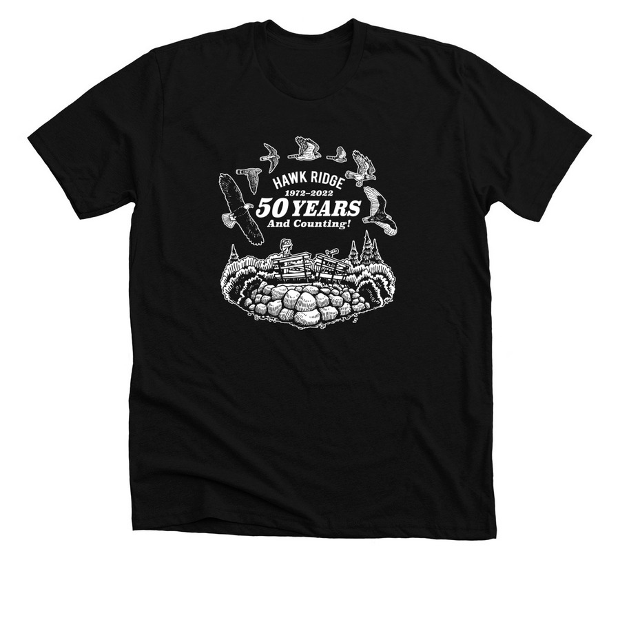 Hawk Ridge 50 Years and Counting!&nbsp;, a Solid Black Blend Premium Unisex Tee