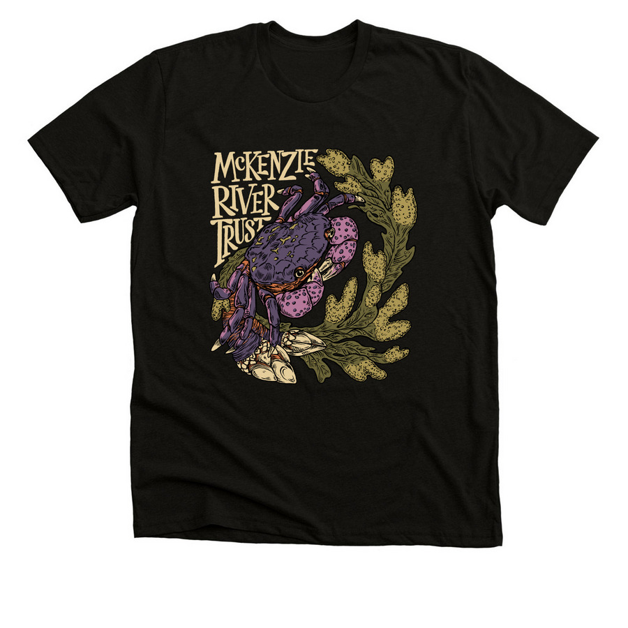 Purple Shorecrab Tee, a Black Heather Premium Unisex Tee