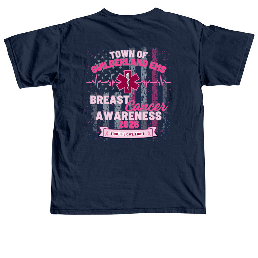Guilderland EMS Breast Cancer Awareness, a True Navy Comfort Colors Unisex Tee (back-view)