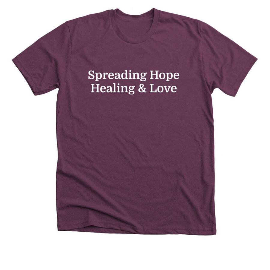 Hope, Healing & Love, a Heather Maroon Premium Unisex Tee