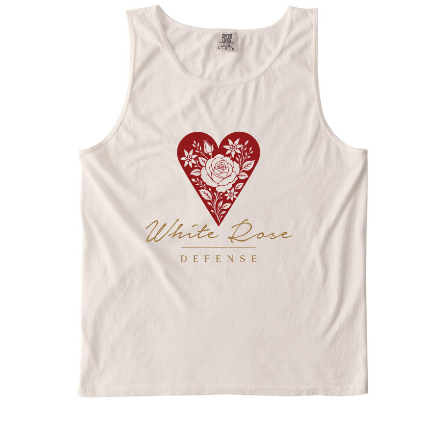 White Rose Defense Logo Shirts, a Ivory Comfort Colors Tank Top