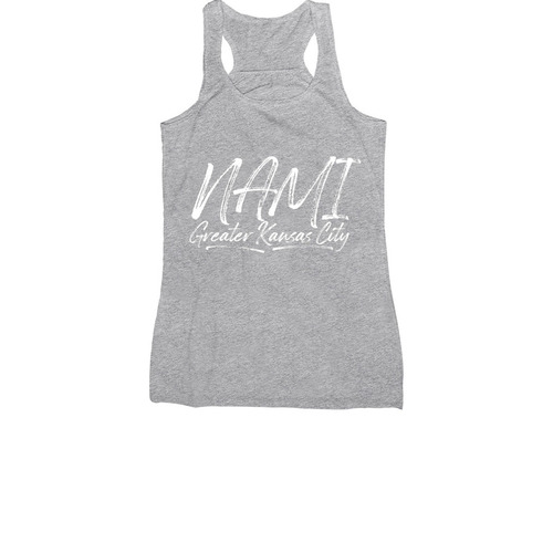 NAMI (white logo), a Athletic Heather Women's Racerback